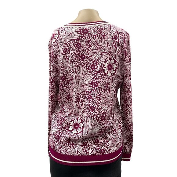 NWT Talbots Petite Red Cardigan Sweater Floral Long Sleeve Button-Front Women PM - Picture 3 of 12